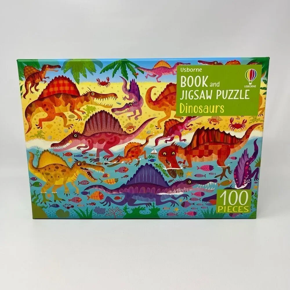 Usborne Book and Jigsaw Puzzle Dinosaurs 100 Pieces 100% Complete Preowned